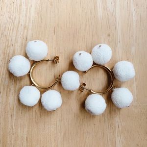 J.Crew Pom Pom hoop earrings